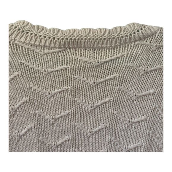 Vintage Womens Cardigan XL Ivory 70s 80s Long Sleeve V-Neck Textured David Brett - Picture 8 of 12